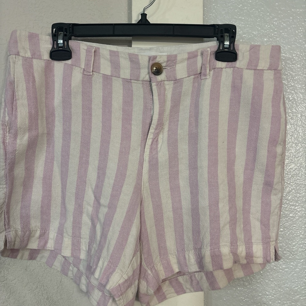 Old Navy Pink and White Striped High Waist Shorts